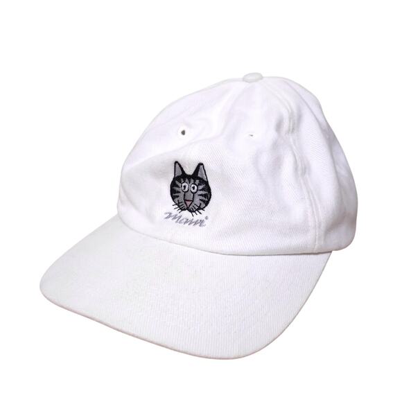NWT Vintage B Kliban Cat Maui Hawaii Embroidered White Cotton Hat OSFM RARE - Picture 1 of 7